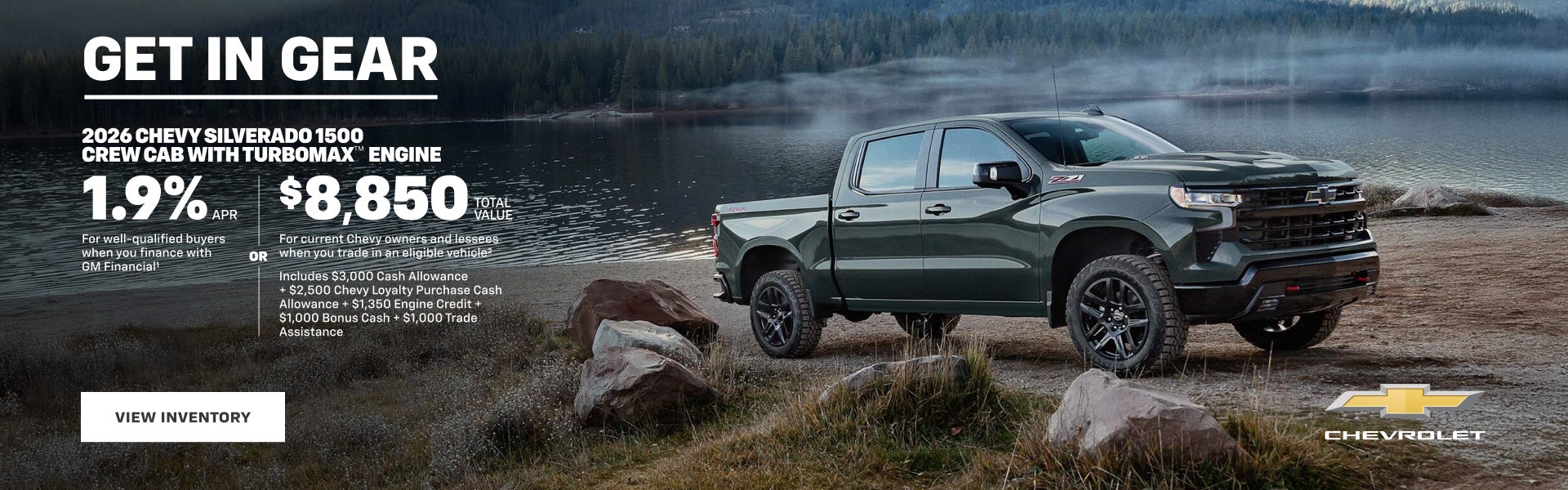 2026 Chevy Silverado 1500 Crew Cab with TurboMax Engine. 1.9% APR for well-qualified buyers when ...